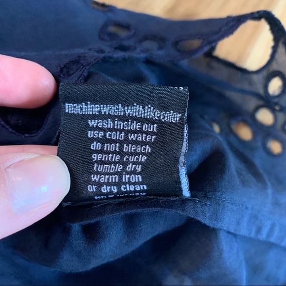 Kas New York Women’s Navy Blue One Shoulder Eyelet Ruffle Dress, Size Medium - Picture 12 of 12